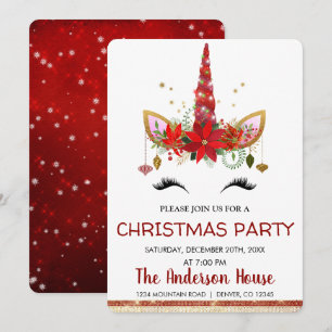 Invitation Cute Unicorn Noël Soir férié