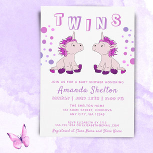 Invitation Cute Unicorn Twins 2 Baby Girls Baby shower