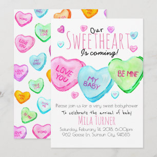 Invitation Cute Valentines Day bonbons coeur baby shower invi