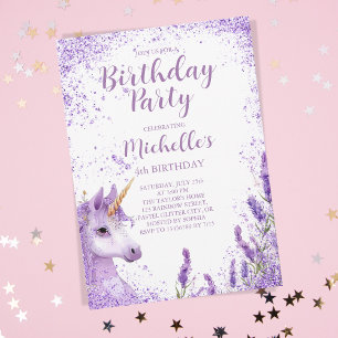 Invitation Cute violet arc-en-ciel Parties scintillant Floral