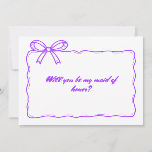 Invitation Cute Violet Ribbon Bow Maid of Honor Proposition