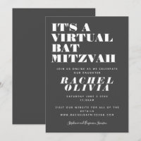 Cute Virtual Online Bat mitzvah noir et blanc
