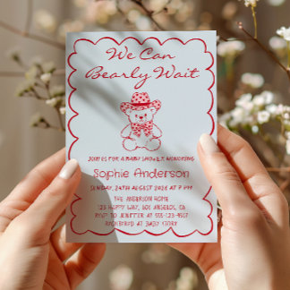 Invitation Cute We Can Bearly Wait Teddy Bear Baby Shower