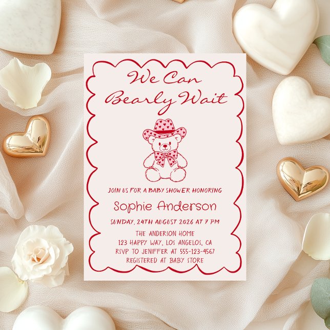 Invitation Cute We Can Bearly Wait Teddy Bear Baby Shower (Créateur téléchargé)