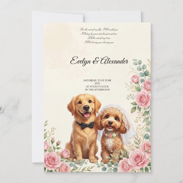 Invitation Cute Wedding Dogs  (Devant)
