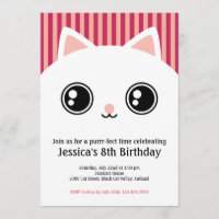 Cute White Kitten Chat visage Anniversaire de enfa
