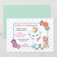 Cute White Unicorn Dots Filles Premier Anniversair