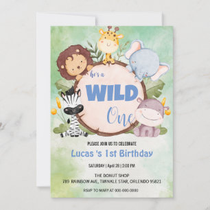 Invitation Cute Wild One jungle Animal 1er anniversaire fête