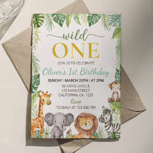 Invitation Cute Wild One Safari Animaux Anniversaire Invitati
