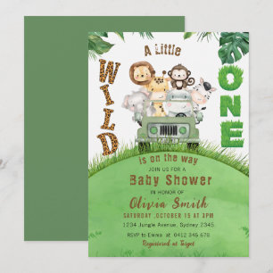 Invitation Cute Wild One Safari Animaux Jungle Baby shower