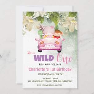 Invitation Cute Wild One Safari Animaux Voiture 1er Anniversa