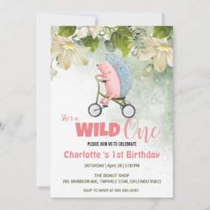 Invitation Cute Wild One Safari porcupine bike 1er anniversai