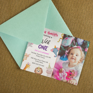 Invitation Cute Wild Safari thème Anniversaire de enfant