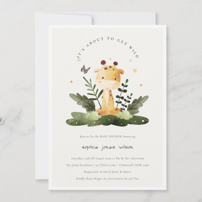Invitation Cute Wild Tropical Jungle Animal Baby shower pour  (Devant)