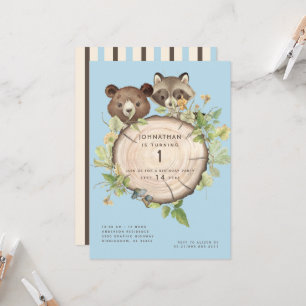 Invitation Cute Woodland Animal 1er Anniversaire Fête Invitat