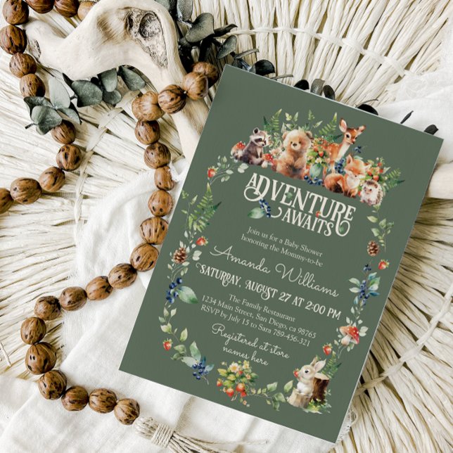 Invitation Cute Woodland Animal Adventure Baby shower neutre (Créateur téléchargé)