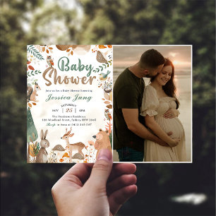 Invitation Cute Woodland Animaux Baby shower Party Photo