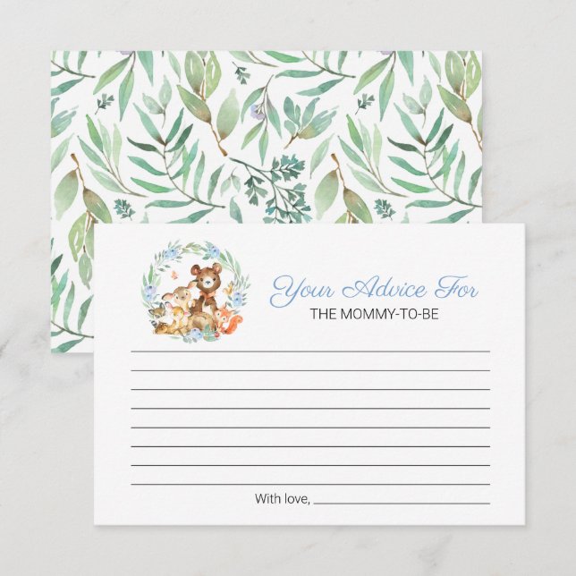 Invitation Cute Woodland Animaux Végétation Baby shower Conse (Devant / Derrière)