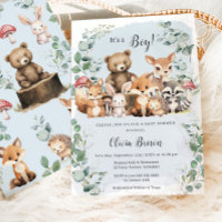 Cute Woodland Animaux Végétation Boy Baby shower
