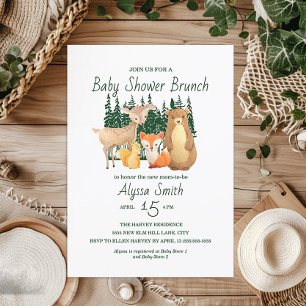 Invitation Cute Woodland Forest Friends Baby shower Brunch