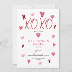 Invitation Cute XOXO Pink de la fête de la Saint-Galentin