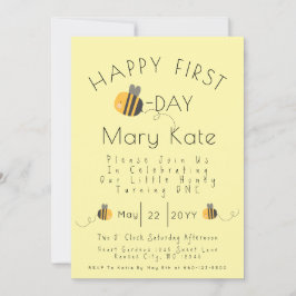 Invitation Cute Yellow Customized Honey Bee First Birthday 