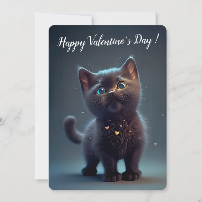 Invitation Cutest Black Kitten Valentine's Day (Devant)