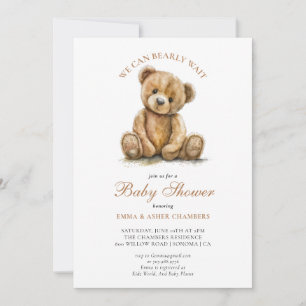 Invitation CuteWe Can Bearly Wait Teddy Bear Baby shower
