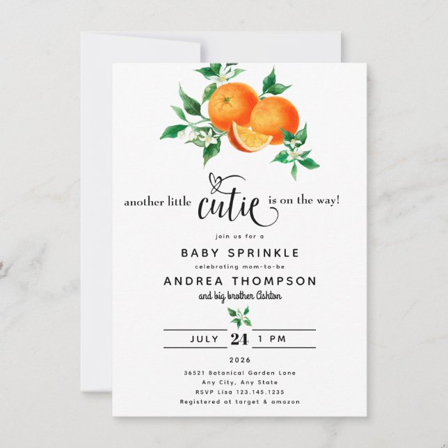 Invitation Cutie | Baby shower d'arrosage pour bébé (Devant)