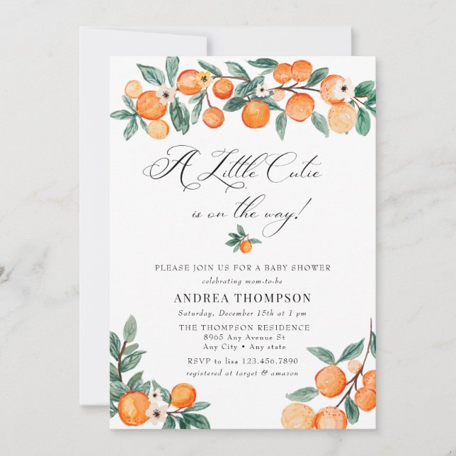 Invitation Cutie | Baby shower orange (Devant)