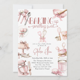 Invitation Cutie Pie Baby shower fille rose aquarelle