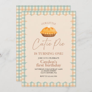 Invitation Cutie Pie citrouille pie Chute plaid Premier anniv