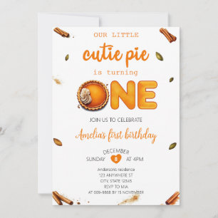 Invitation Cutie Pie Fall Rustique Orange En vichy 1er annive