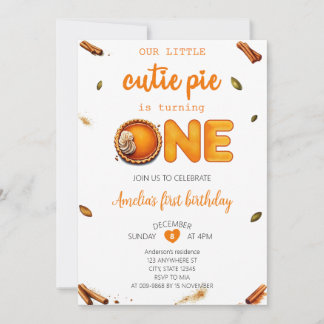 Invitation Cutie Pie Fall Rustique Orange En vichy 1er annive