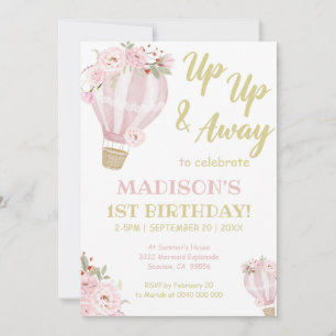 Invitation Cuties Flower Hot Air Balloon Girl 1er anniversair