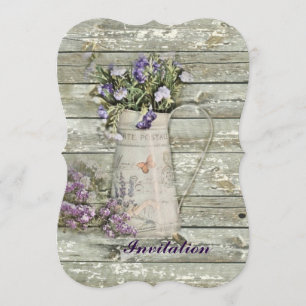 Invitation cuvette rustique en bois blanc