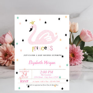 Invitation Cygne, Étoiles, Princesse  Baby Shower