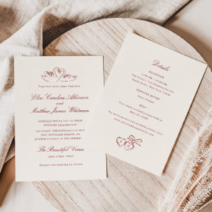 Invitation Cygnes Illustrés en Rouge Mariage Fantaisiste Tout