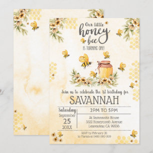 Invitation d'abeilles 1er anniversaire Honey Bee