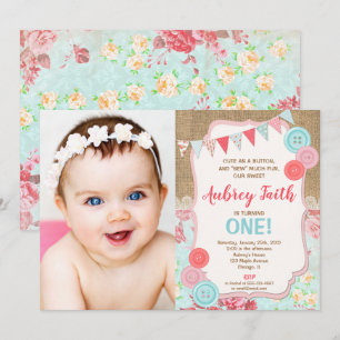 Invitation d'abord ?ère fille d'anniversaire mignonne comme