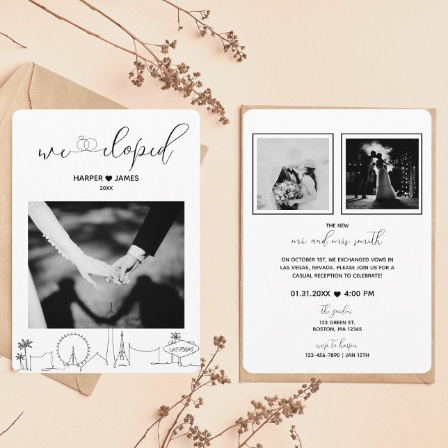 Invitation d'accueil moderne Elopement | Vegas (Créateur téléchargé)