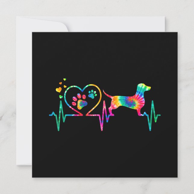 Invitation Dachshund Doxie Weenie Maman Papa Heartbeat Cadeau (Devant)