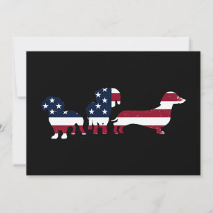 Invitation Dachshund Quatrième 4 juillet Chiens Patriotiques 