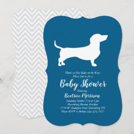 Invitation Dachshund Wiener Chien Baby shower Blue Boy