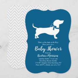 Invitation Dachshund Wiener Chien Baby shower Blue Boy