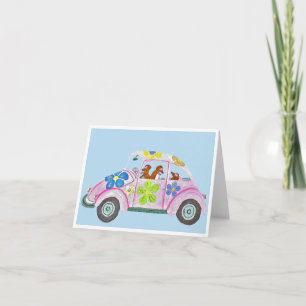 Invitation Dachshunds hippies dans leur voiture d'amour enfan