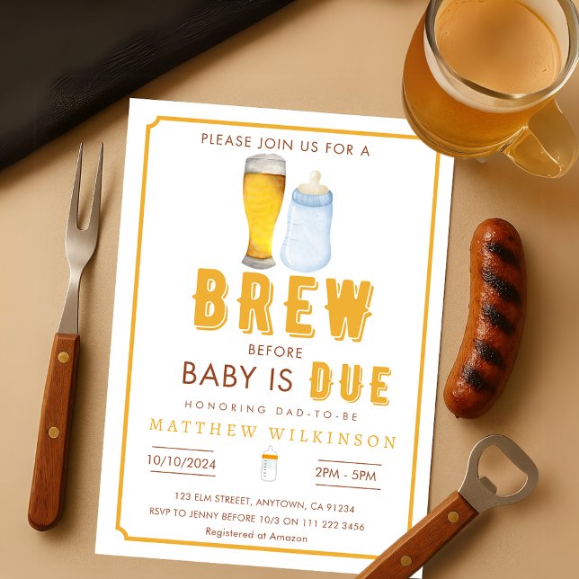 Invitation Dadchelor Beer Brew Avant Le Bébé Papa Pour Être D (Dadchelor Beer Brew Before Baby Dad to Be Shower  Invitation)