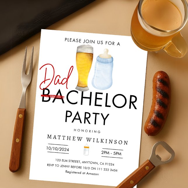 Invitation Dadchelor Papa Être Hommes Homme Homme Baby shower (Dadchelor Dad to Be Men Man Baby Shower Invitation)