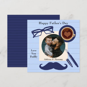 Invitation Daddy Blue Mustache café Happy Fête des pères Card