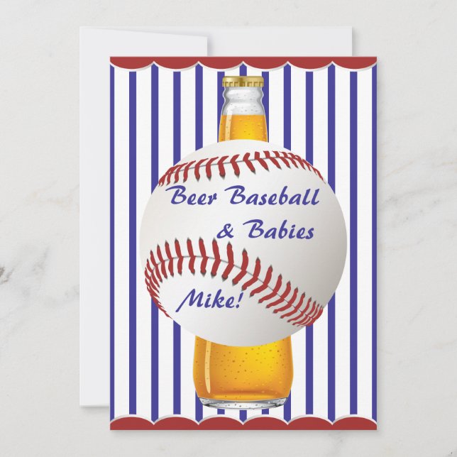 Invitation Daddy Shower Beer Baseball et Baby (Devant)